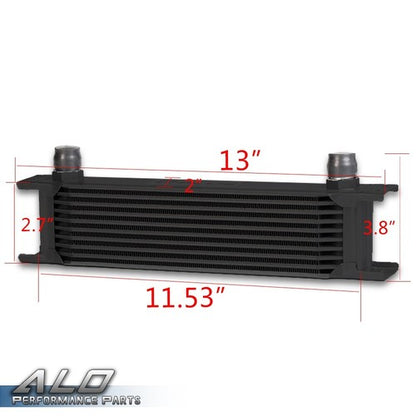 Solid Spare Universal 10 Row AN-10 Aluminum Transmission Engine Oil Cooler Black