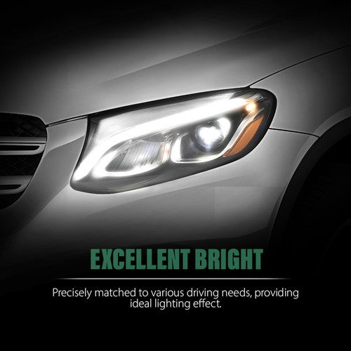 Solid Spare LED Headlight Left & Right w/o AFS Fit For 2016-2019 Mercedes Benz GLC-Class
