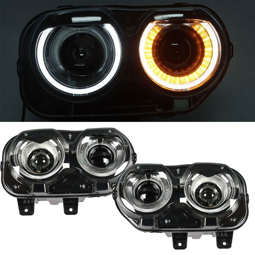 Solid Spare Pair Set For Dodge Challenger 2015-2018 Headlight Replacement Halogen Clear Lens