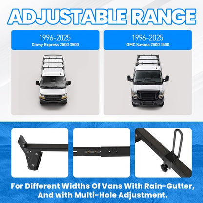 Solid Spare 59" 800lbs For Chevy Express Fullsize Van 3 bar 96-23 Ladder Roof Rack Cross Bar