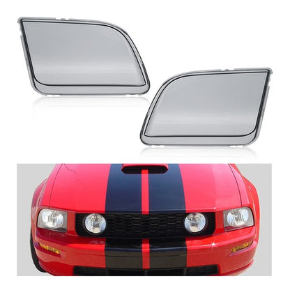 Solid Spare Fit For 2005-2009 Ford Mustang Smoke Headlight Replacement Lens Left+Right