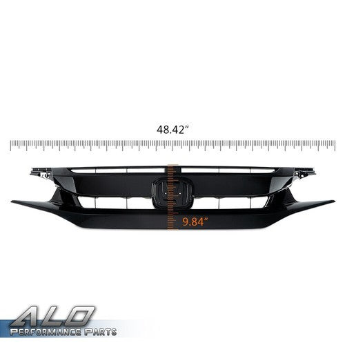 Solid Spare Fit For 2019-2020 Honda Civic Front Bumper Mesh Grille Grill Glossy Black USA