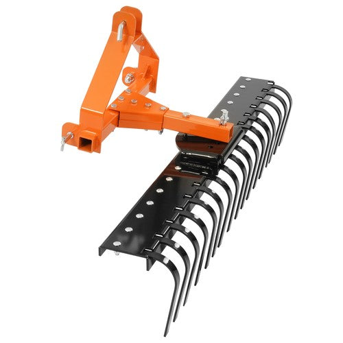Solid Spare Cat 0 Tractor Attachment 50" 3-Point Landscape Rake Rock Rake Suitable for lawns
