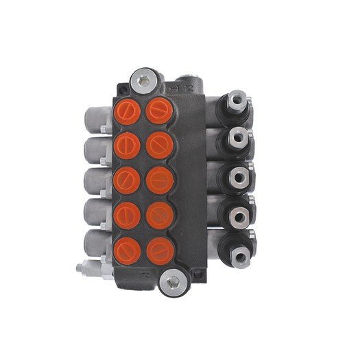 Solid Spare 5 Spool 3625PSI Hydraulic Monoblock Double Acting Control Valve 11 GPM SAE Ports