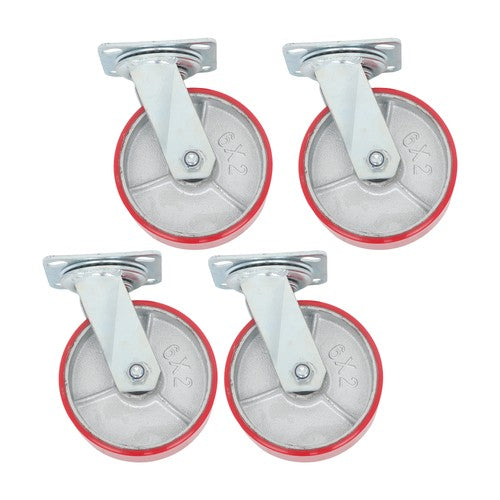 Solid Spare 4 Pack 6" × 2" Heavy Duty Swivel Caster Wheels 4800Lbs Industrial Polyurethane