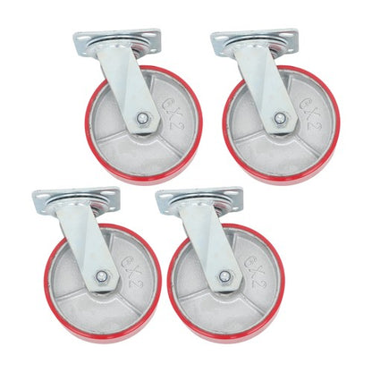 Solid Spare 4 Pack 6" × 2" Heavy Duty Swivel Caster Wheels 4800Lbs Industrial Polyurethane