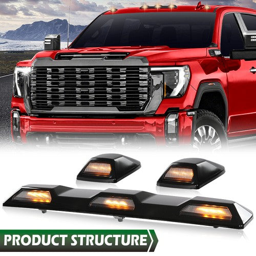 Solid Spare Amber LED Roof Marker Light Kit Fit For 2020-2023 Silverado Sierra 2500HD 3500HD