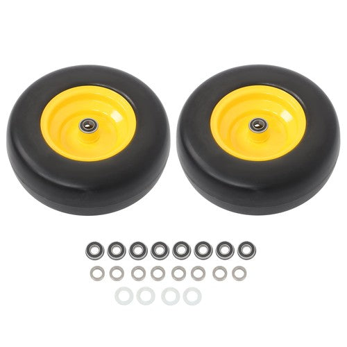 Solid Spare Lawn Mower Tire And Wheel 13x5.00-6" 2 Pcs - Solid Smooth Tread Yellow Rim Tires