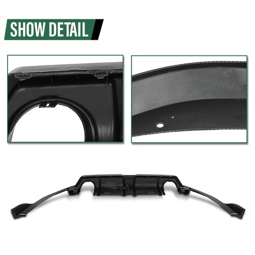 Solid Spare Fit For 16-21 Honda Civic Carbon Look Rear Lip Diffuser Body Kit w/ LED Light