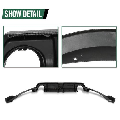 Solid Spare Fit For 16-21 Honda Civic Carbon Look Rear Lip Diffuser Body Kit w/ LED Light