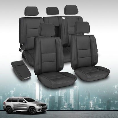 Solid Spare Fit For 2011-2019 Jeep Grand Cherokee Front & Rear Full Set Seat Covers Replace