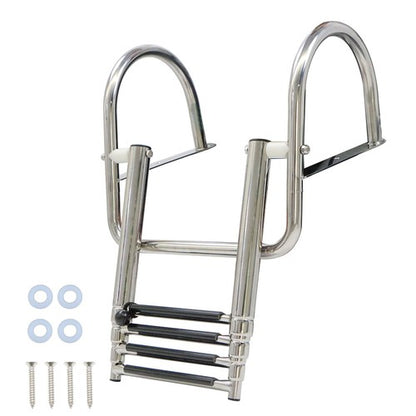 Solid Spare 1PC 4 Step Stainless Steel Telescoping Boat Ladder with Pedal & Hand Railing