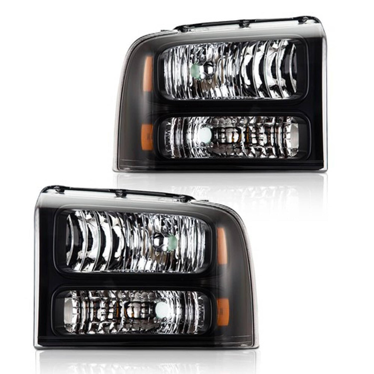 Solid Spare Fit For 05-07 Ford F250 F350 F450 F550 Super Duty Headlights Assembly Left+Right