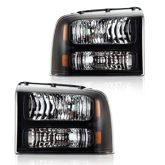 Solid Spare Fit For 05-07 Ford F250 F350 F450 F550 Super Duty Headlights Assembly Left+Right