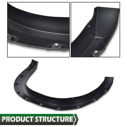 Solid Spare Fit For 2019-2024 Ram 2500 3500 Pocket Rivet Fender Flares Smooth Black