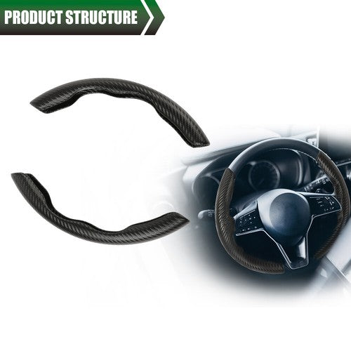 Solid Spare 2x Carbon Fiber Look Car Steering Wheel Booster Cover Non-Slip Accessories Black