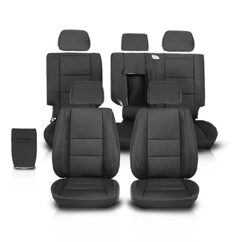 Solid Spare Fit For 2011-2019 Jeep Grand Cherokee Front & Rear Full Set Seat Covers Replace