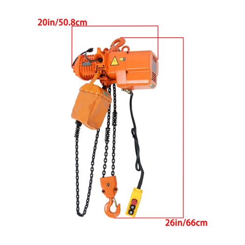 Solid Spare 1 Ton / 2200LBS Electric Chain Hoist w/ 10FT Double Chain Lifting 110V G80