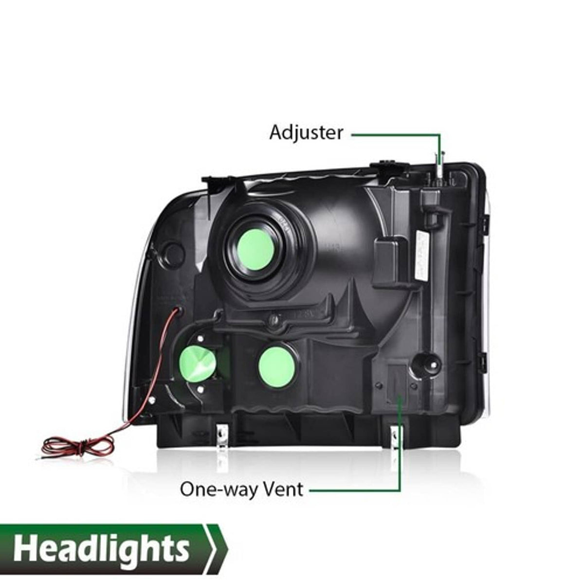 Solid Spare Fit For 05-07 Ford F250 F350 F450 F550 Super Duty Clear/Black LED DRL Headlights