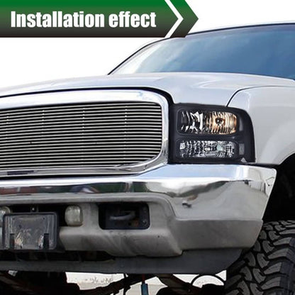 Solid Spare Fit For 99-04 Ford F250 F350 Super Duty Excursion Conversion Headlights Smoke