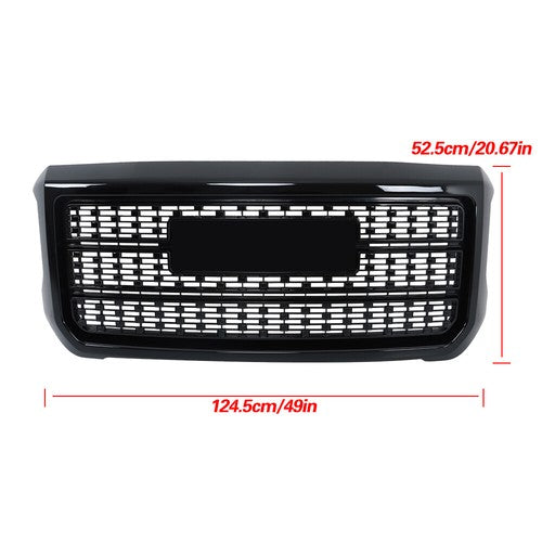 Solid Spare Front Upper Grille Gloss Black For GMC Sierra 2500HD 3500HD Denali 2015-2019