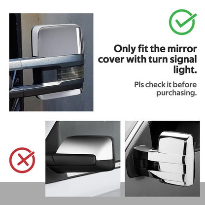 Solid Spare Pair Chrome Tow Mirror Cap Cover For 2014-2018 2019 Chevy Silverado GMC Sierra