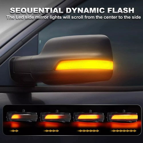 Rear Mirror LED Smoke Sequential Turn Signal Light For 2019-2022 Dodge Ram 1500
