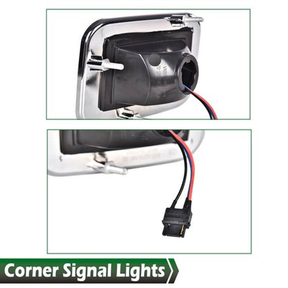 Solid Spare Fit For 03-09 Hummer H2 Smoke Lens LED Front Turn Signal Light Parking Lamp