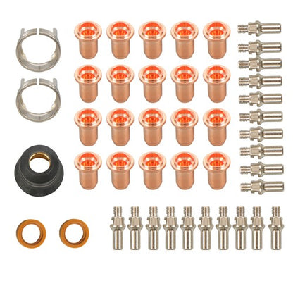 Solid Spare IPT-60 PT-60 IPT-40 PT40 Plasma Cutting Torch Tips Electrode Shield Cap 45 Pcs