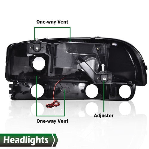 Solid Spare Smoke/Chrome LED DRL Headlights+Bumper Lamps Fit For 99-07 GMC Sierra/Yukon