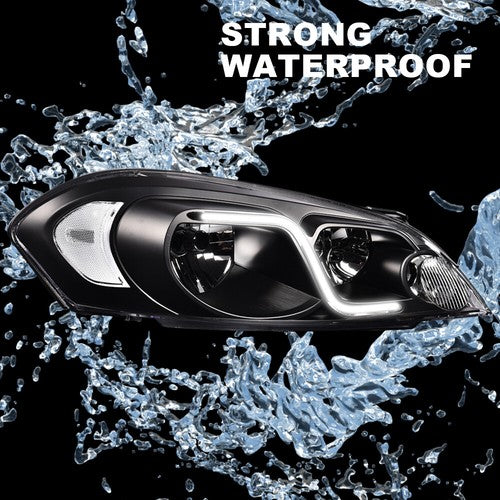 Solid Spare Fit For 2006-2016 Chevy Impala Clear Corner Black Housing LED DRL Headlights