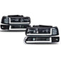 Solid Spare LED DRL Headlights+Bumper Lamps Black Fit For 99-02 Chevy Silverado 00-06 Tahoe