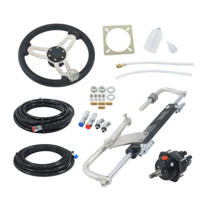Solid Spare 90HP Hydraulic Outboard Steering Kit 20ft Boat Marine System For Single Station
