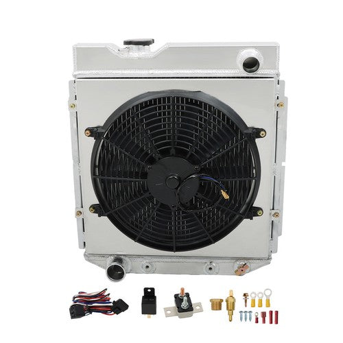 Solid Spare For 61-65 Econoline Comet Mercury Comet 3 Row Radiator+Shroud+Electric Fan+Relay