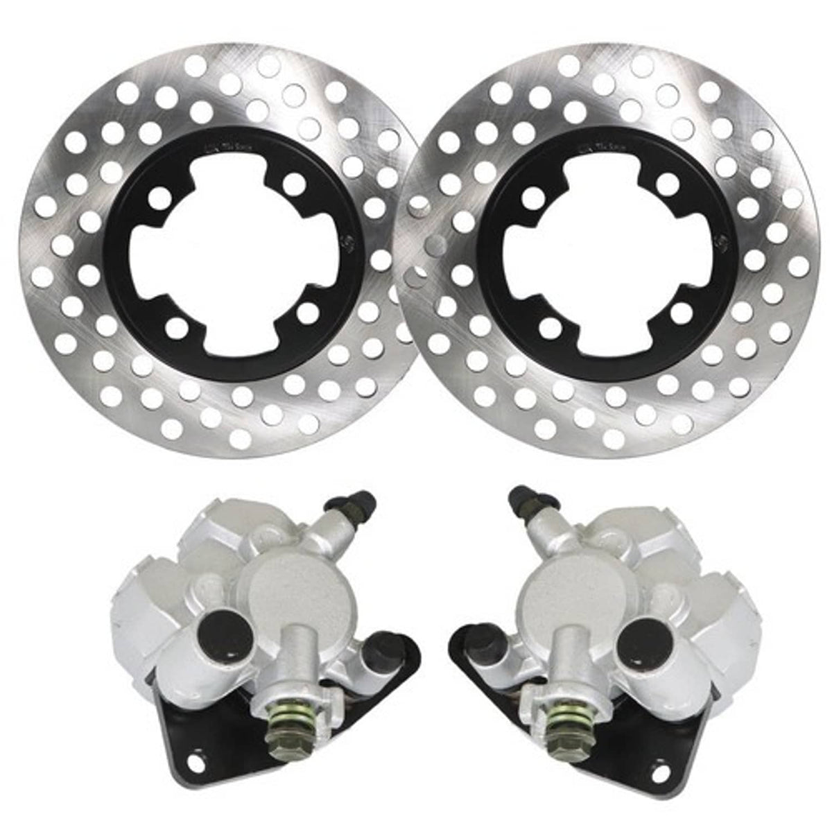 Solid Spare Front Brake Calipers & Brake Rotors For 2007-2014 Yamaha Grizzly 350 400 450 YFM