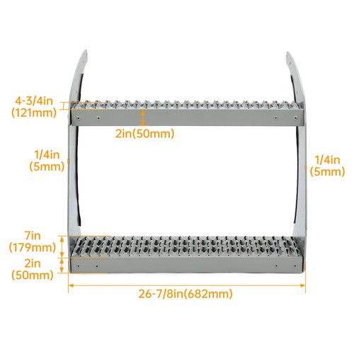 Solid Spare 26" Fuel Tank Step Support Bracket Kit Heavy Duty Top Bottom For Peterbilt 379