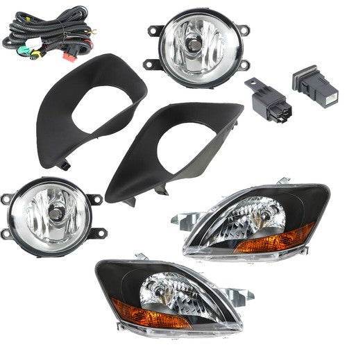 Solid Spare Driver+Passenger Side Fog Lights For 2007-2011 Toyota Yaris Halogen Headlights