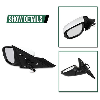 Solid Spare Fit For 16-2021 Honda Civic LX DX Left Side 3 Pin Manual Fold Power Mirror White