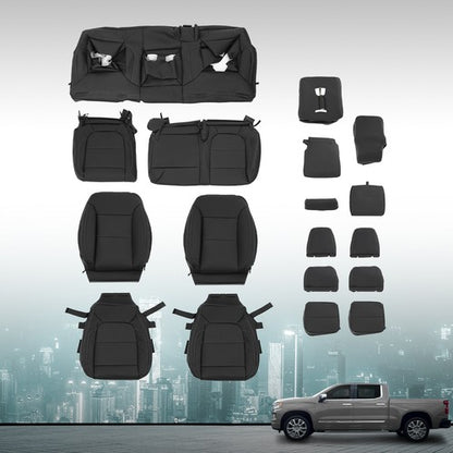 Solid Spare Fit For 2019 2020 2021 Chevy Silverado LT/WT Full Set Seat Covers Replace