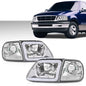 Solid Spare Chrome LED DRL Headlights+Corner Lights Fit For 97-03 Ford F150/99-02 Expedition