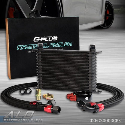 Solid Spare Universal 15 Row 10AN Aluminum Transmission Engine Oil Cooler+Filter Adapter Kit
