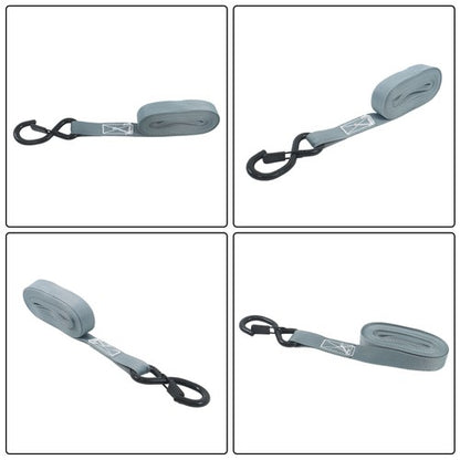 Solid Spare 4 Pack Ratchet Strap Polyester Gray 2200lbs 1in*15ft S Hook 36' Stretch Cord*2