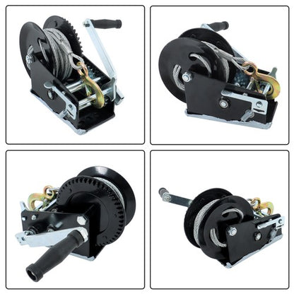 Solid Spare 3500lbs 33ft Winch Steel+Polyester Black 4:1/8:1 26mm Hook Bidirectional Ratchet