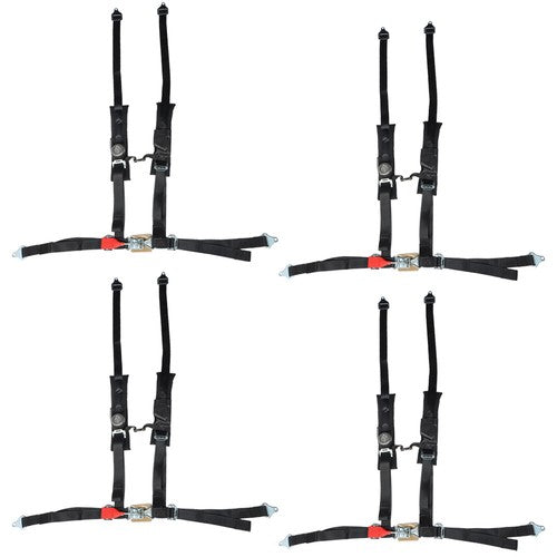 Solid Spare 4 Pack Seat Belt Harness 4 Point 2" Padded Black For Polaris RZR XP S 4 1000 New