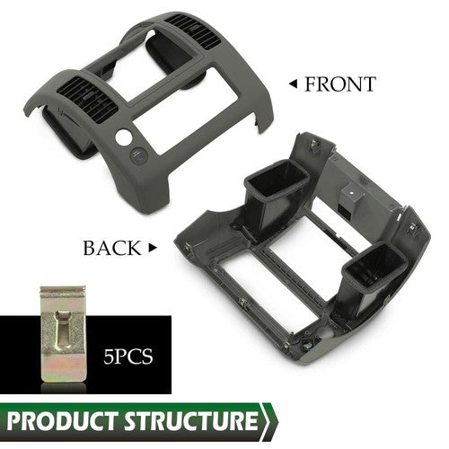 Solid Spare Center Dash Console Instrument Panel Bezel Gray Fit For 05-20 Nissan Frontier