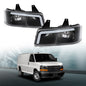 Solid Spare LED Tube Headlights Black Fit For 2003-2023 Chevrolet Express GMC Savana Van
