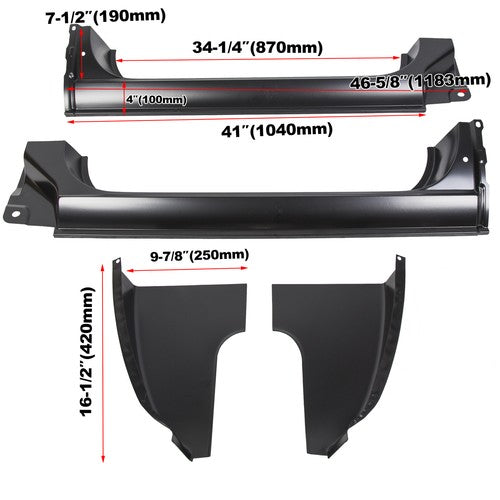 Solid Spare Cab Corners & Rocker Panels 4 PC Kit For 1973-1987 Chevy GMC C10 K10 Truck LH RH