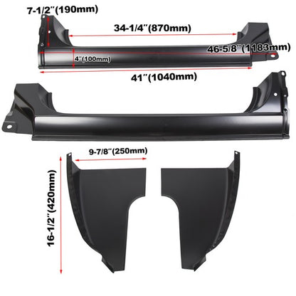Solid Spare Cab Corners & Rocker Panels 4 PC Kit For 1973-1987 Chevy GMC C10 K10 Truck LH RH