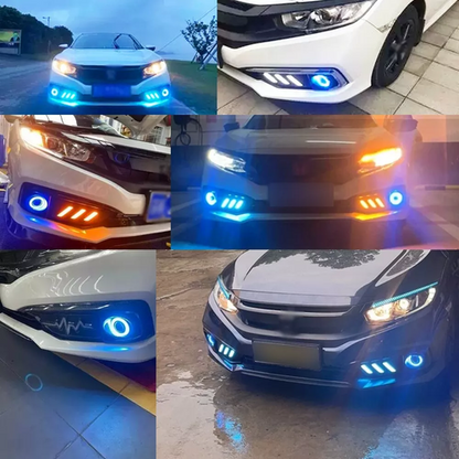 For 2016-2021 Honda Civic LED Blue Halo Projector Fog Light  Angel Eyes Ring DRL