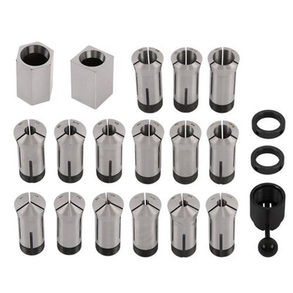 Solid Spare Precision 15 Piece 5C 1/8 - 1" Fractional Collet Set and 5 Pcs Collet Block Set